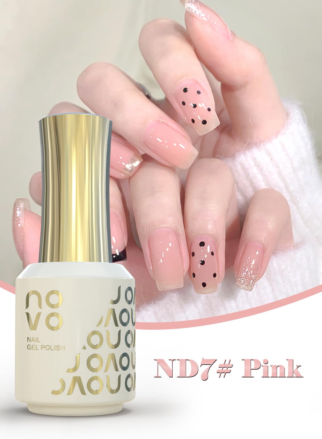 novo 5-in-1 Gel Polish, UV LED Multifunctional Builder Nail Gel 15ml-ND7# Pink