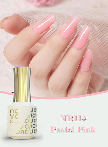novo Rubber Base Gel, Shiny UV LED Gel Nail Polish for Women 12ml-NB1# Nude Beige