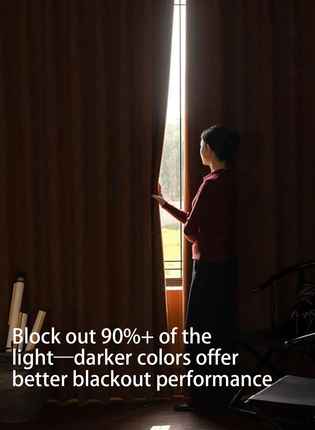 NOVO Double-Sided Chenille Blackout Curtain ¨C Grommet Top, 95% Light Blocking, Single Panel, W250 x H310CM, Fits Windows 125¨C165CM Wide (Grey)