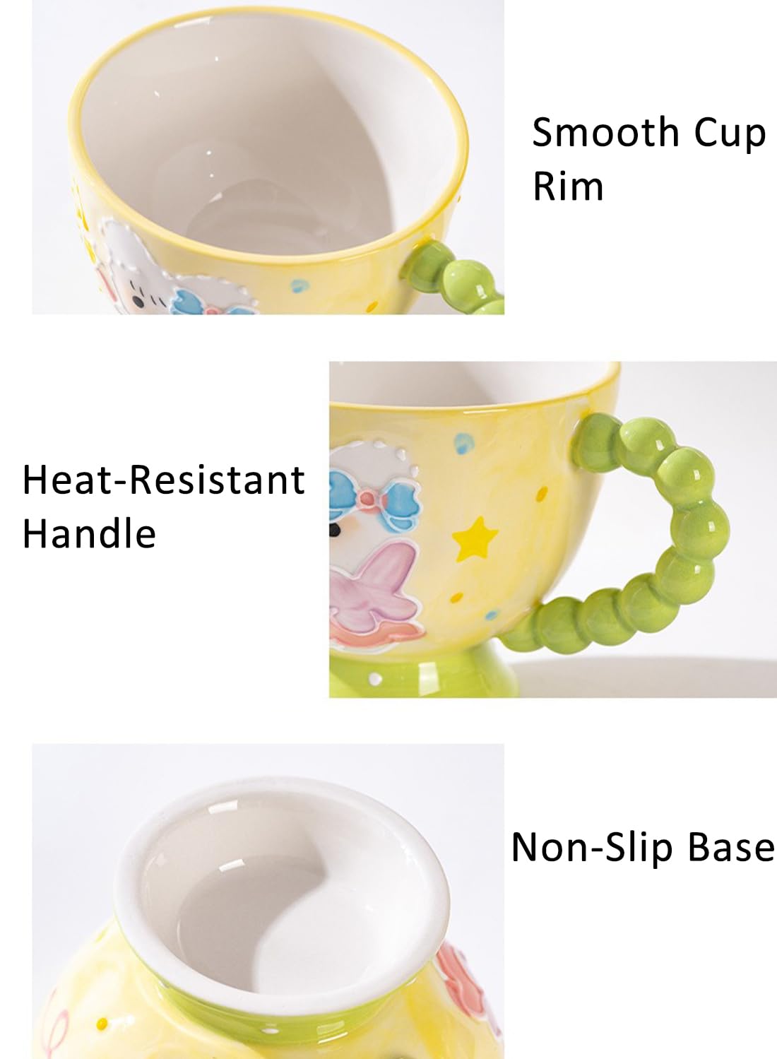 NOVO Hand-Painted Coloful Ceramic Mug Cup,Boho Style, Microwave Dishwasher Oven Safe, for Coffee, Breakfast & Ice Cream 550ml-Dark Blue