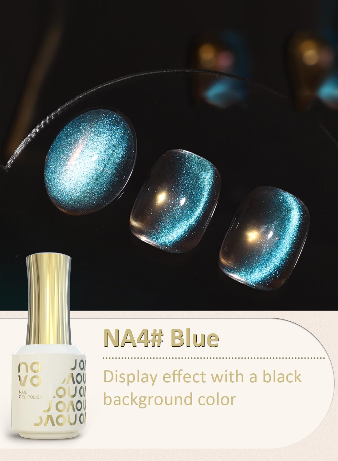 novo Cat Eye Gel Nail Polish, Nail Art Soak Off for Women 12ml-NA1# Light Purple
