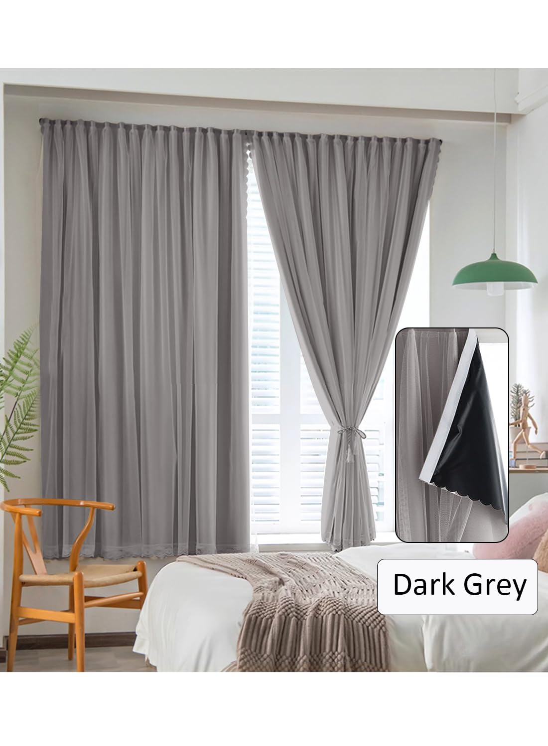 NOVO Velcro Curtains, No Drill Curtain