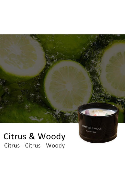 NOVO Scented Candles, 90g Natural Soy Wax Blend Aromatherapy Candle with Pure Essential Oils & Decorative Crystal-Black