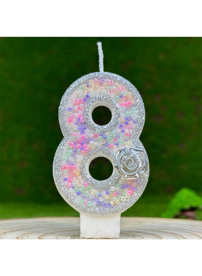 7cm Birthday Number Candles for Cake Decoration, Glittery Cake Toppers with Cute Designs, Perfect for Kids' Parties, Anniversaries, and Celebrations-Green Turtle(No.0)