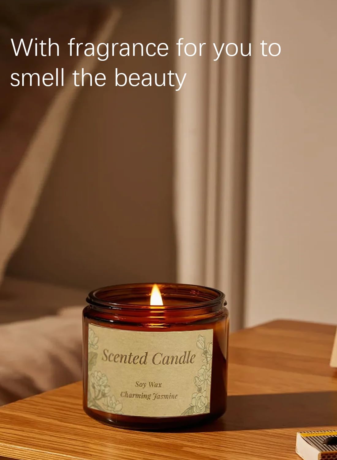 NOVO Scented Candles, 100g Natural Soy Wax Blend Aromatherapy Candle with Pure Essential Oils,12 Hours of Burn Time, or Home SPA Bathing Yoga-Summer Beach Brown/White