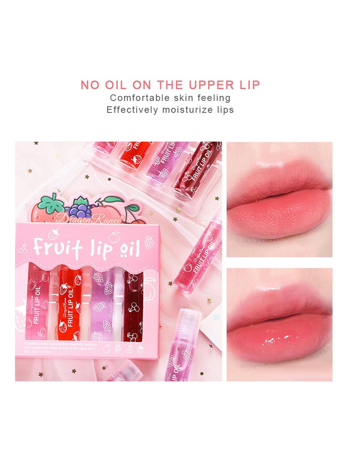 NOVO Glossy Lip Oil Set, Hydrating Transparent Lip Glow for Women, 6Pcs