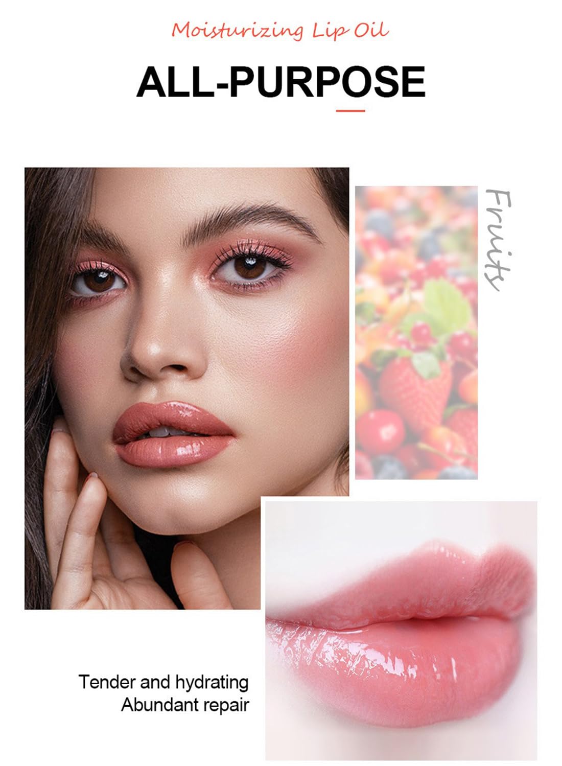NOVO Glossy Lip Oil Set, 4Pcs Fruit Roll-on Lip Glaze Set, Moisturizing Clear Gloss for Lip Care
