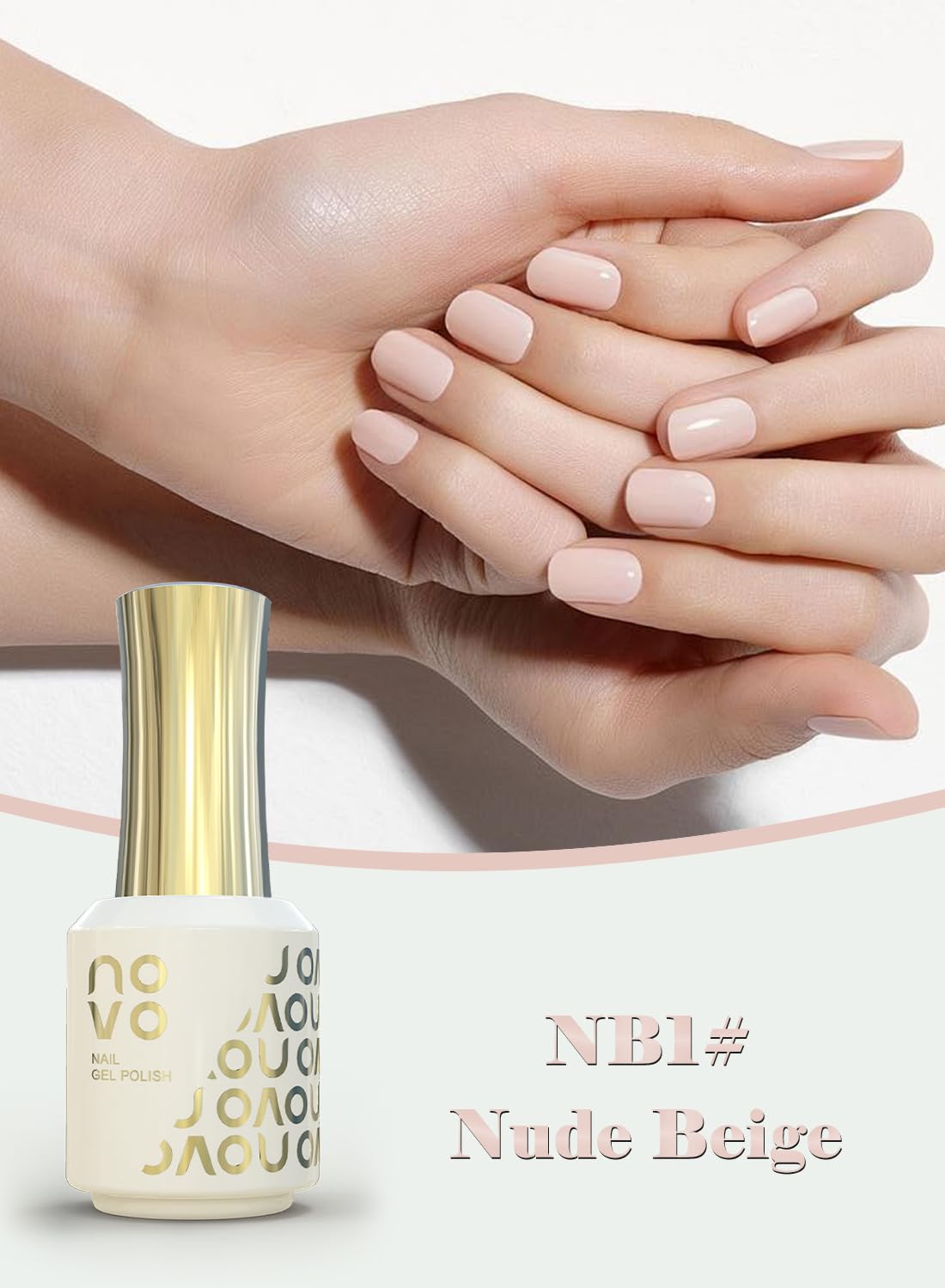 novo Rubber Base Gel, Shiny UV LED Gel Nail Polish for Women 12ml-NB1# Nude Beige