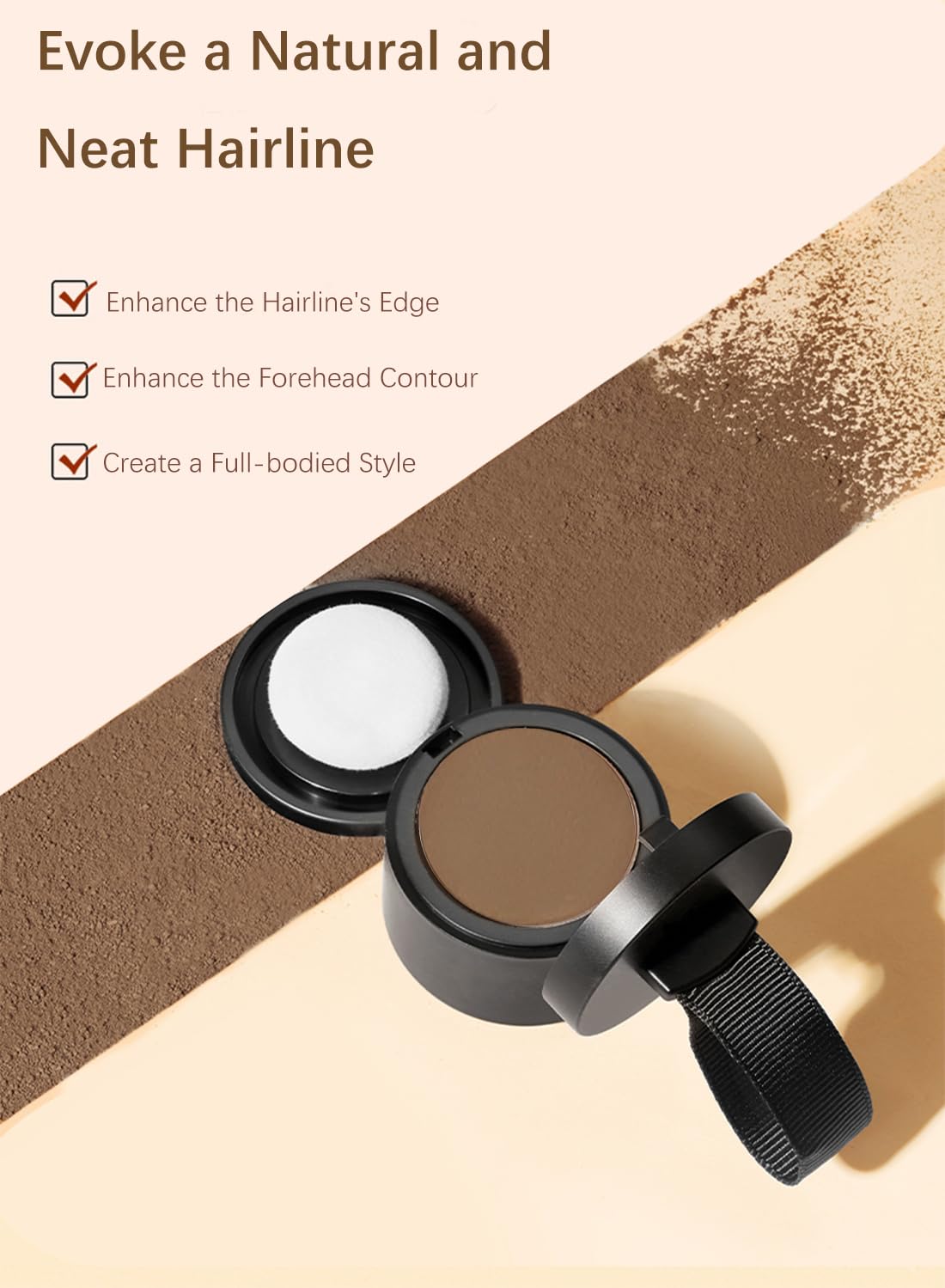 NOVO Hair Shadow Powder with Puff Touch, Instantly Natural Magical Hairline Concealer, Hair Root Dye for Thinning Hair, Beautify Forehead Curves 4G