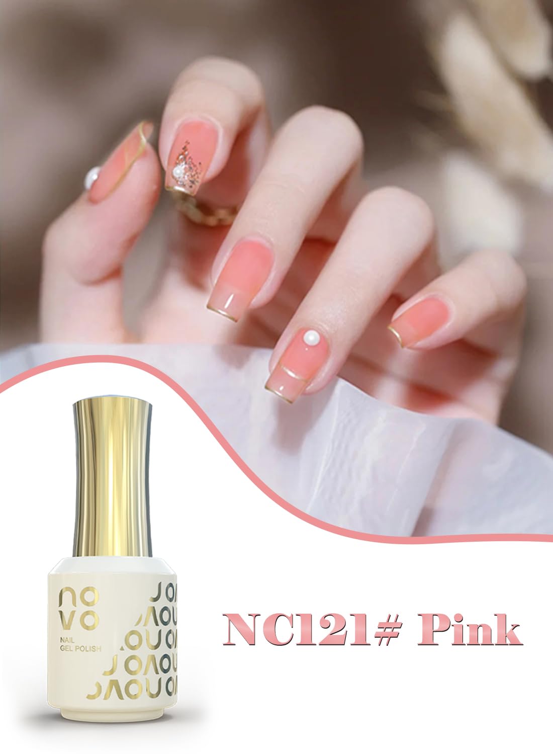 novo Jelly Gel Nail Polish, Sheer Nail Polish, UV LED Gel for DIY 12ml-NC121# Pink
