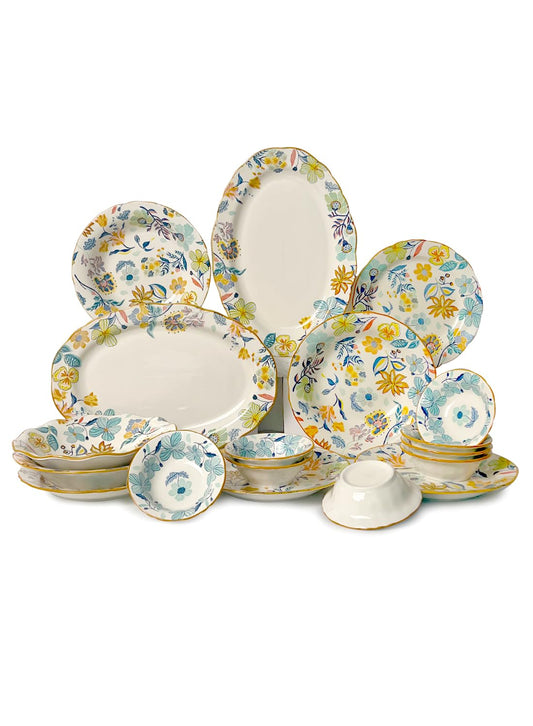 18Pcs Dinnerware Set, Gift Kit, Plates and Bowls Sets, Oven, Dishwasher and Microwave Safe, Colorful Floral