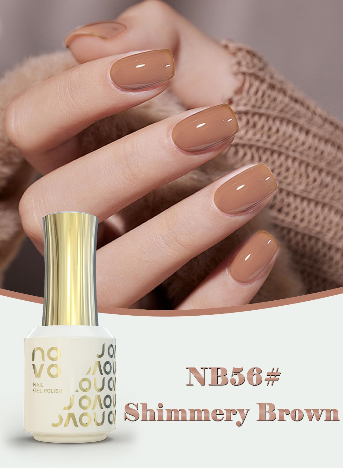 novo Rubber Base Gel, Shiny UV LED Gel Nail Polish for Women 12ml-NB1# Nude Beige