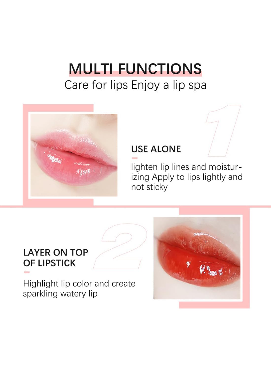 NOVO Glossy Lip Oil, Lasting Moisturizing Glimmer Glow to Fade Lines 9ml-015# Cherry Pink