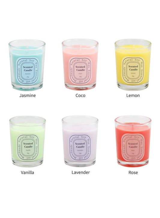 NOVO Scented Candles Set, Natural Soy Wax Blend Aromatherapy Candle with Pure Essential Oils 55g X 6Pcs DG01