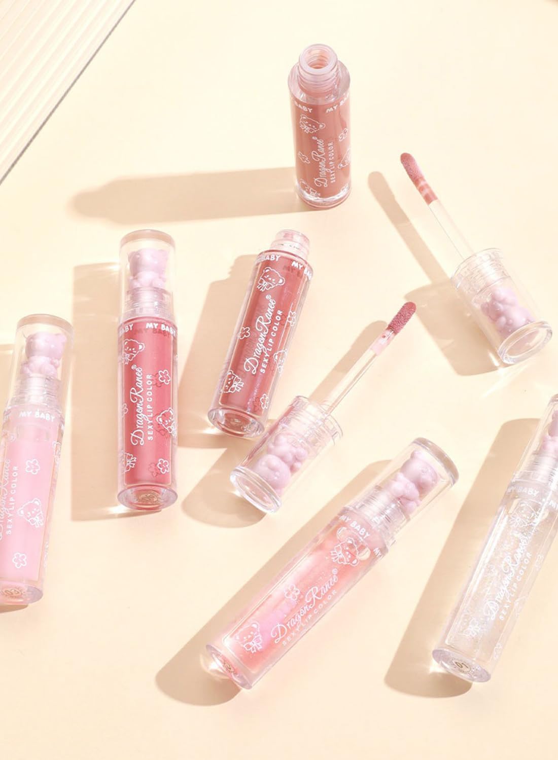 NOVO Glossy Lip Oil Set, 3Pcs Lip Glaze Lasting Non-Sticky Clear Hydrating Lip Makeup, Group B