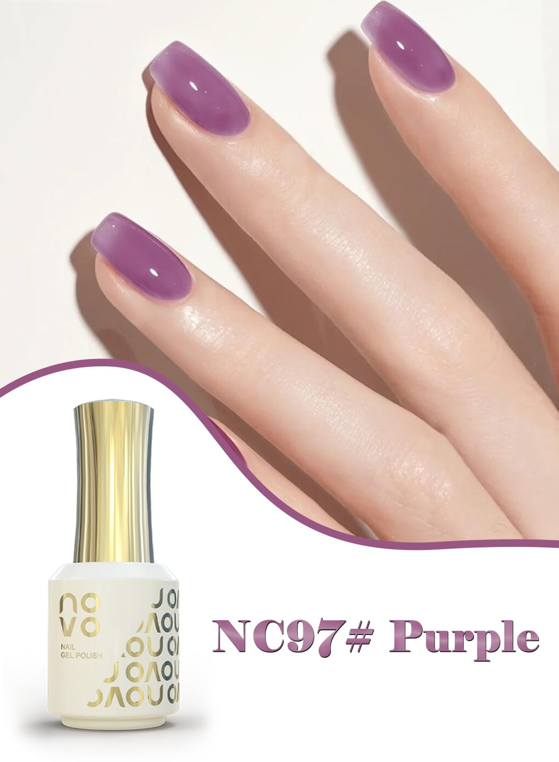 novo Jelly Gel Nail Polish, Sheer Nail Polish, UV LED Gel for DIY 12ml-NC97# Purple