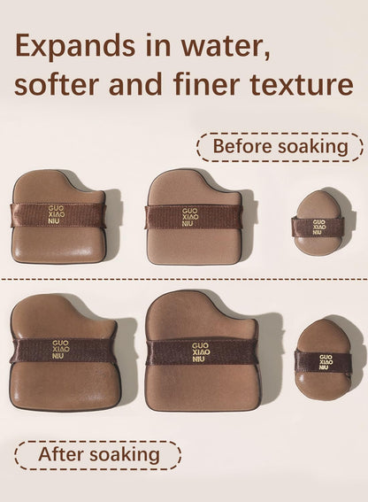 NOVO 6Pcs Chocolate Color Soft Makeup Sponge Puff Set, Wet & Dry Use Foundation Applicators for Smooth Blending and Coverage