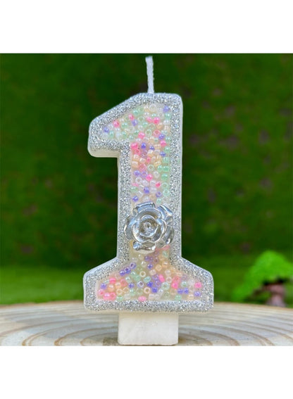 7cm Birthday Number Candles for Cake Decoration, Glittery Cake Toppers with Cute Designs, Perfect for Kids' Parties, Anniversaries, and Celebrations-Green Turtle(No.0)