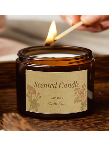 NOVO Scented Candles, 100g Natural Soy Wax Blend Aromatherapy Candle with Pure Essential Oils,12 Hours of Burn Time, or Home SPA Bathing Yoga-Vanilla Brown/White