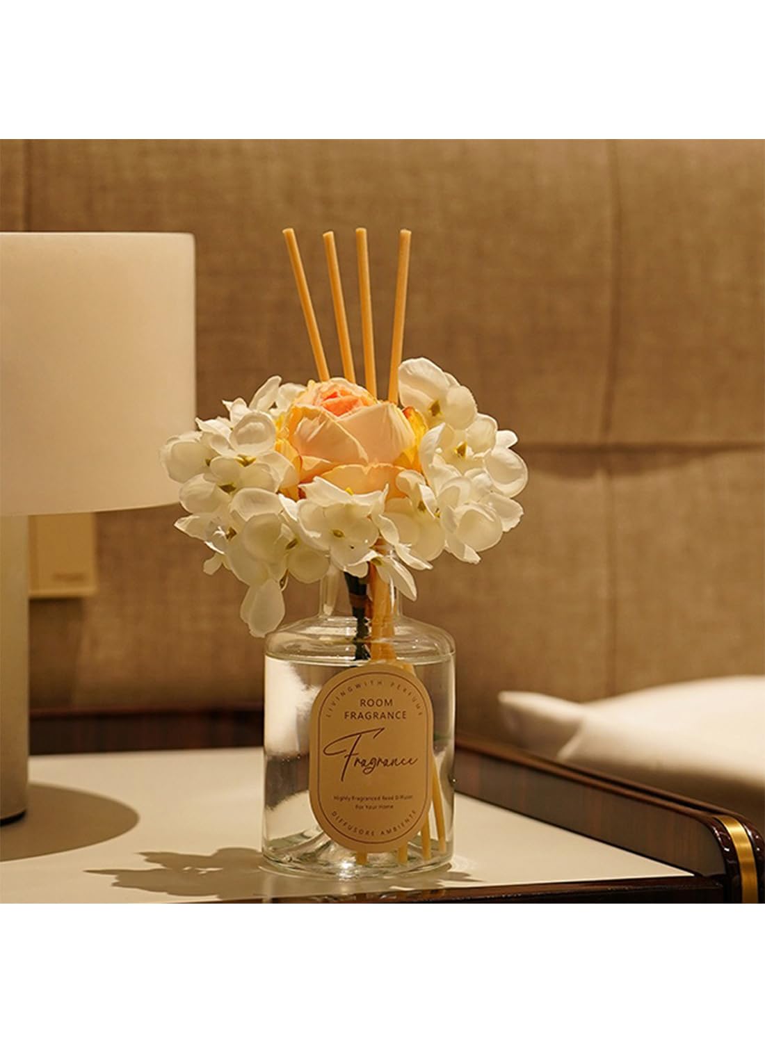 NOVO Scented Reed Diffuser, Artificial Flower Home Fragrance Oil with 4 Sticks for Bedroom,Home D¨¦cor,Office & Bathroom 200ml-Elegant and Graceful