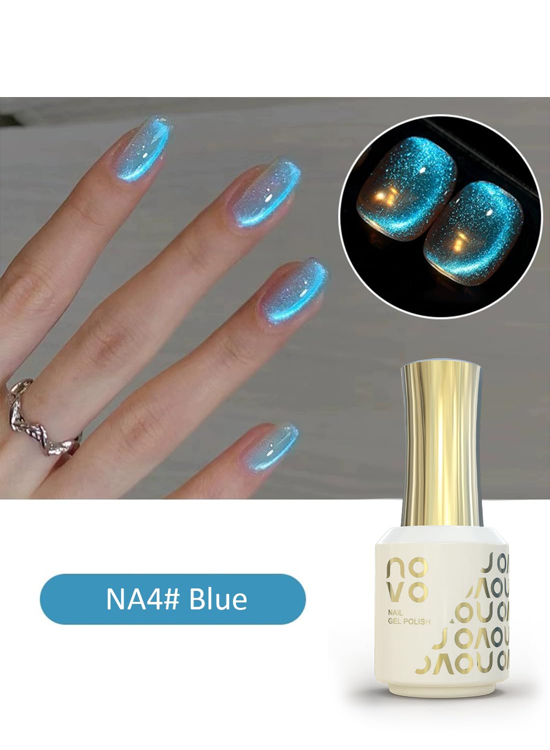 novo Cat Eye Gel Nail Polish, Nail Art Soak Off for Women 12ml -NA4# Blue