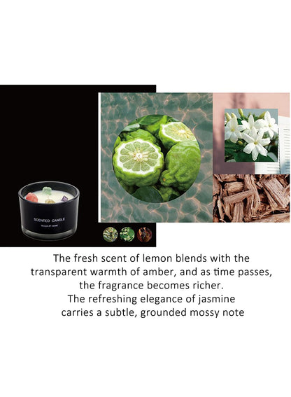 NOVO Scented Candles, 90g Natural Soy Wax Blend Aromatherapy Candle with Pure Essential Oils & Decorative Crystal-Black