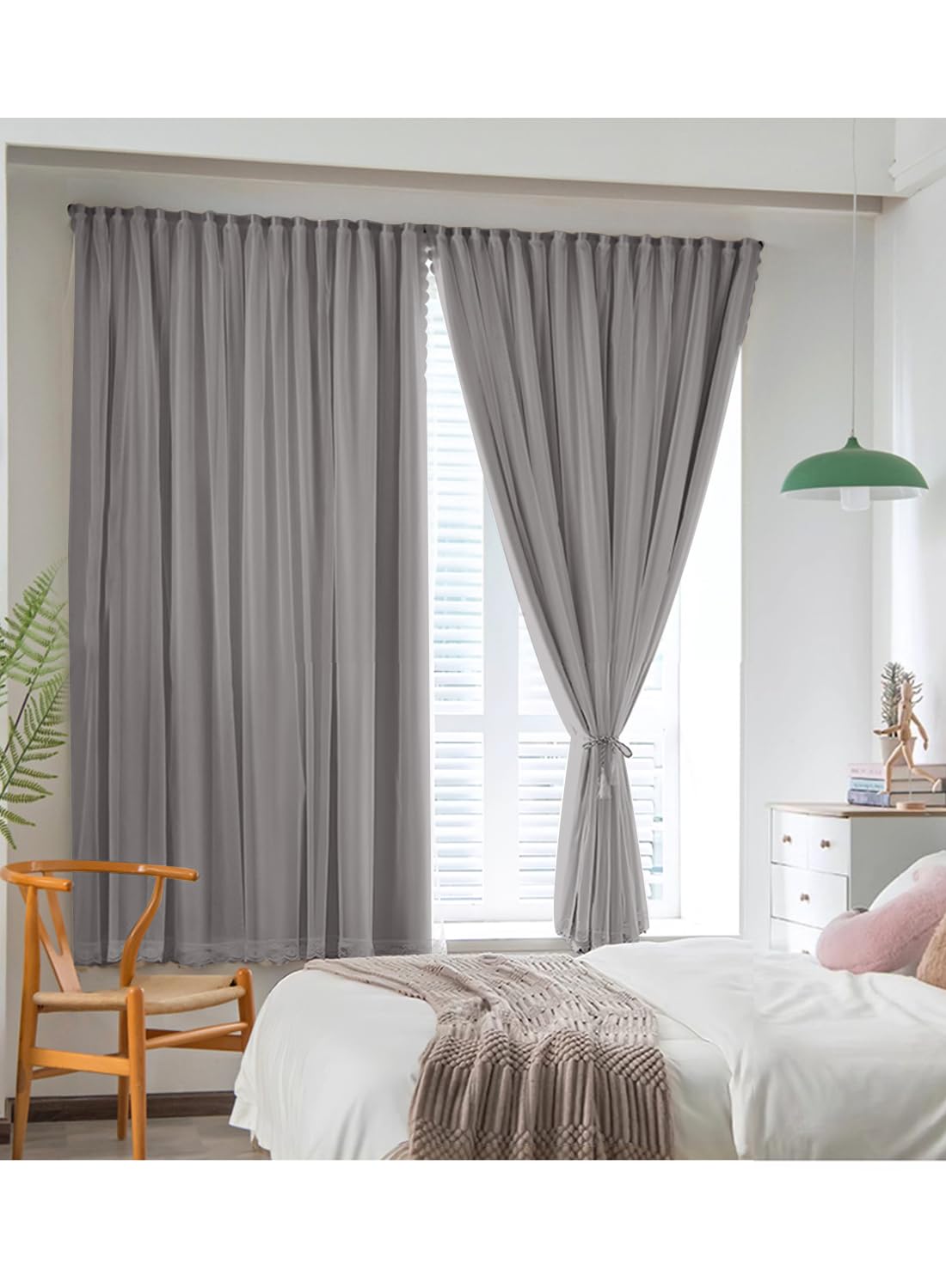 NOVO Velcro Curtains, Pongee No Drill Curtain, 100% Blackout, 1 Panel, W150 x H200CM, Fits Windows 75-100CM Wide, Beige