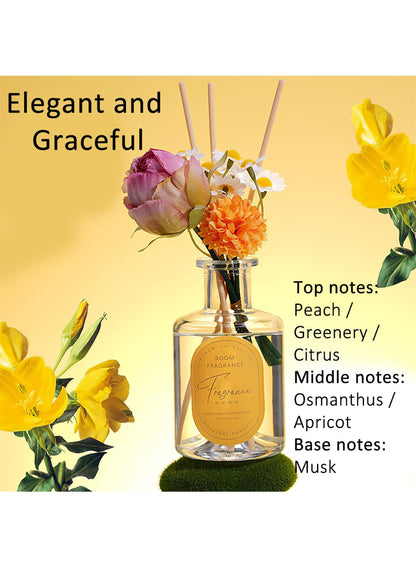 NOVO Scented Reed Diffuser, Artificial Flower Home Fragrance Oil with 4 Sticks for Bedroom,Home D¨¦cor,Office & Bathroom 200ml-Moring Dew Gardenia