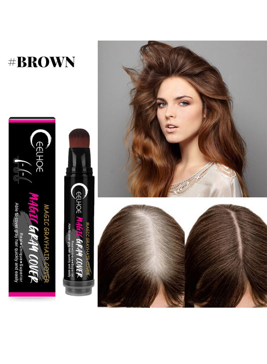 NOVO Magic Root Cover Up, Temporary Instantly Root Hair Coloring, Hair Gray Concealer Pen, Hair Dye Pen for Roots, Creates Thicker Volume Natural Hair for Unisex Brown