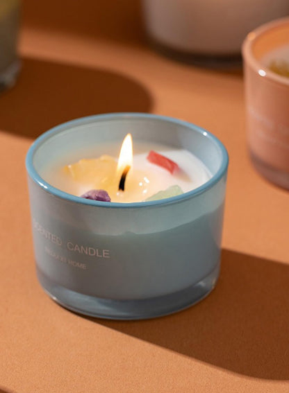 NOVO Scented Candles, 90g Natural Soy Wax Blend Aromatherapy Candle with Pure Essential Oils & Decorative Crystal-Orange