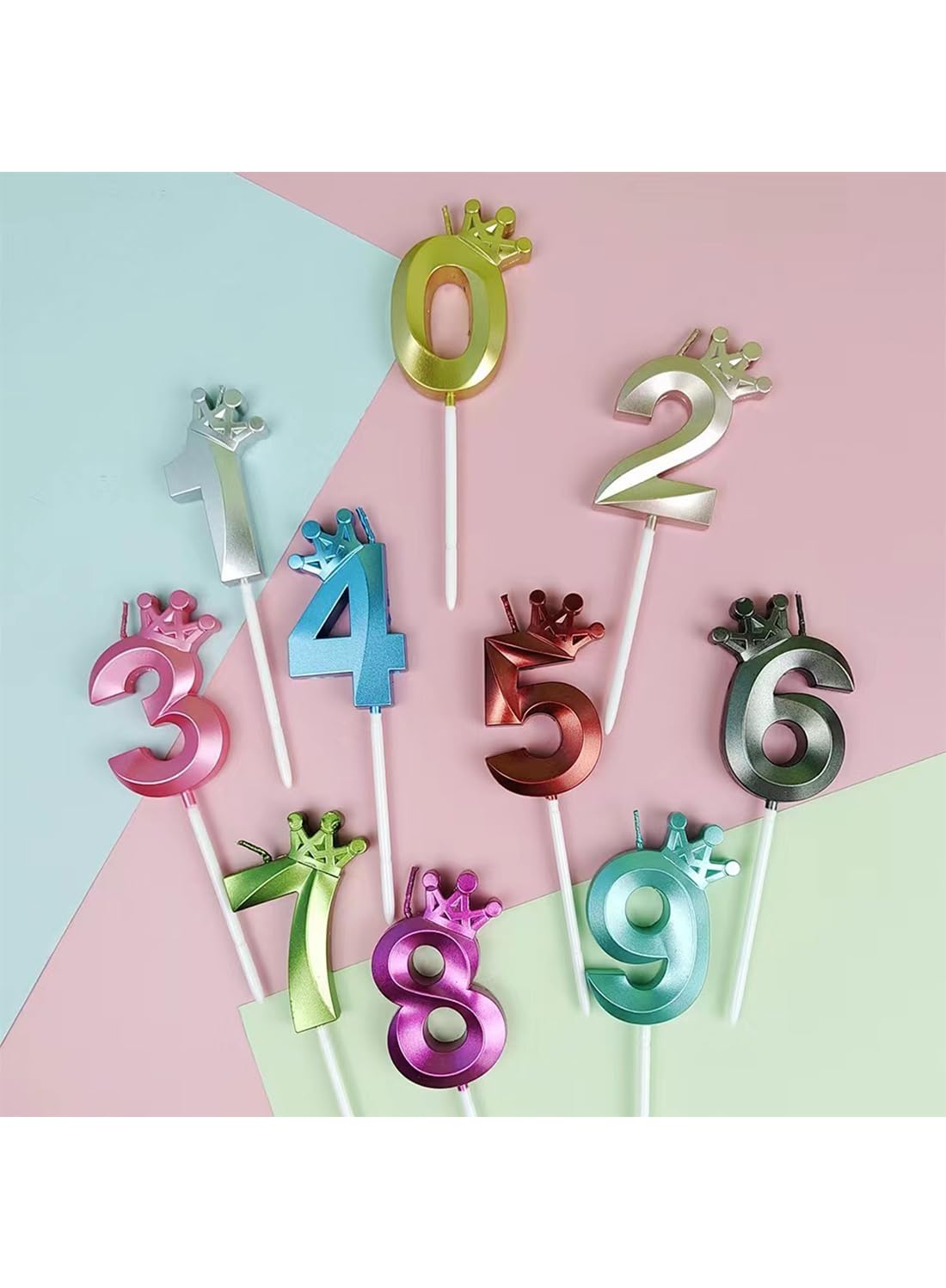 Birthday Number Candles for Cake Decoration, Glittery Cake Toppers with Cute Designs, Perfect for Kids' Parties, Anniversaries, and Celebrations-BLUE(No.3)