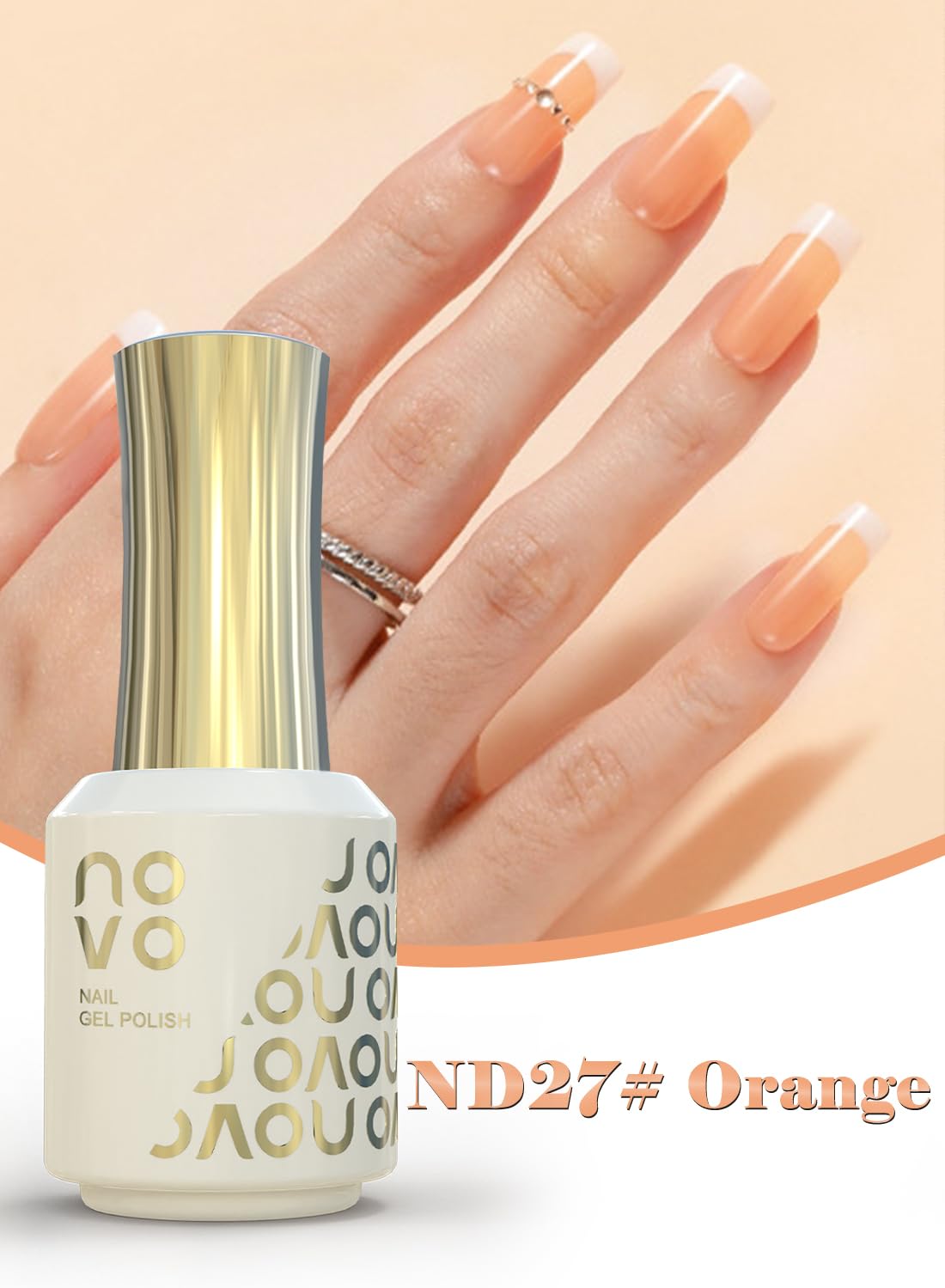 novo 5-in-1 Gel Polish, UV LED Multifunctional Builder Nail Gel 15ml-ND27# Orange