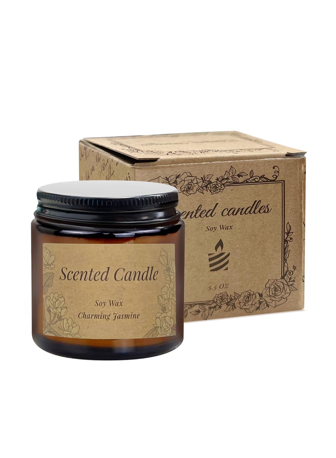 NOVO Scented Candles, 100g Natural Soy Wax Blend Aromatherapy Candle with Pure Essential Oils,12 Hours of Burn Time, or Home SPA Bathing Yoga-Wild Bluebell Brown/White