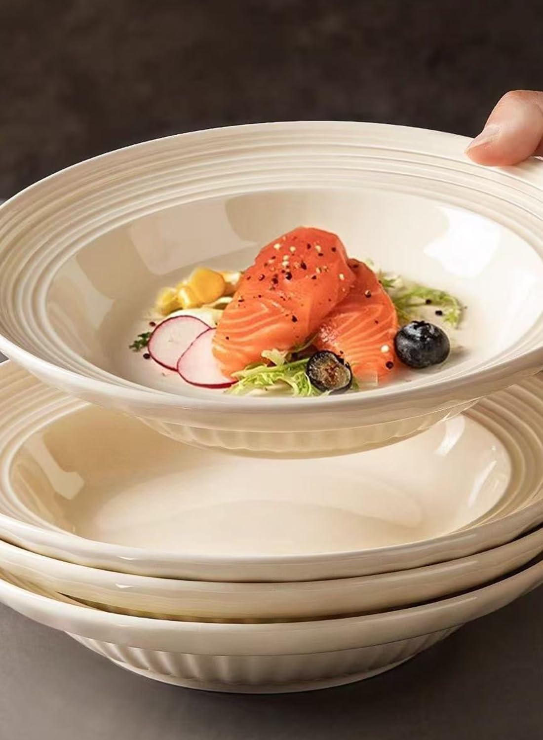 18Pcs Dinnerware Set, Gift Kit, Plates and Bowls Sets, Oven, Dishwasher and Microwave Safe, White