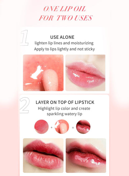 NOVO 3Pcs Glossy Lip Oil Set, Hydrating Lip Plumping Glitter Tinted Kit Group A