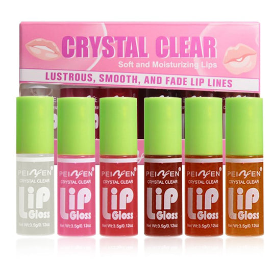 NOVO 6 Pcs Lip Gloss Set, Clear Crystal Jelly Liquid Lipstick, Soft Moisturizing Hydrating Non-Sticky Plumping Lip Oil, Lip Tint, Lip Makeup Gift for Women & Girls