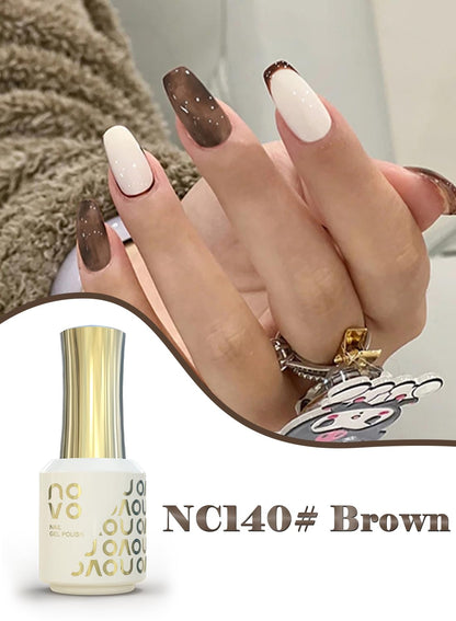 novo Jelly Gel Nail Polish, Sheer Nail Polish, UV LED Gel for DIY 12ml-NC140# Brown