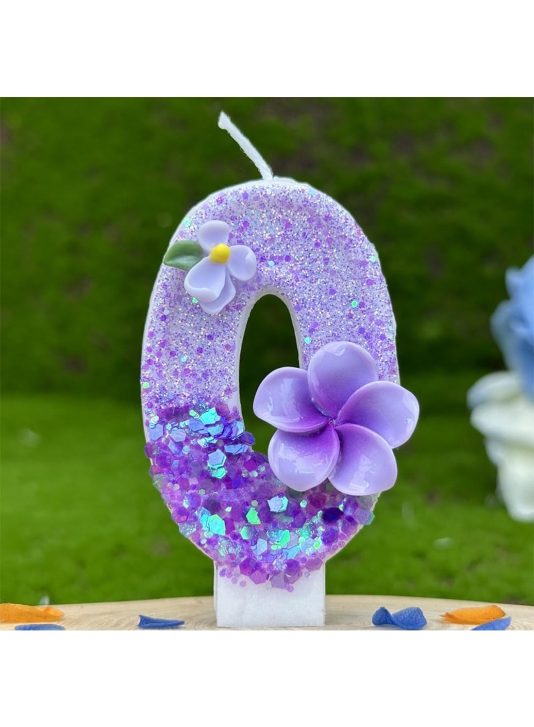 7cm Birthday Number Candles for Cake Decoration, Glittery Cake Toppers with Cute Designs, Perfect for Kids' Parties, Anniversaries, and Celebrations-Green Turtle(No.0)