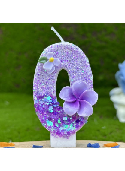 7cm Birthday Number Candles for Cake Decoration, Glittery Cake Toppers with Cute Designs, Perfect for Kids' Parties, Anniversaries, and Celebrations-Green Turtle(No.0)