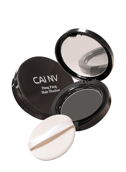 NOVO Instant Hair Shadow Stick with Puff, Root Touch-Up Pressed Powder for Thinning Grey Hairline, Hair Root Concealer for Unisex, 10G, NO.02 Black