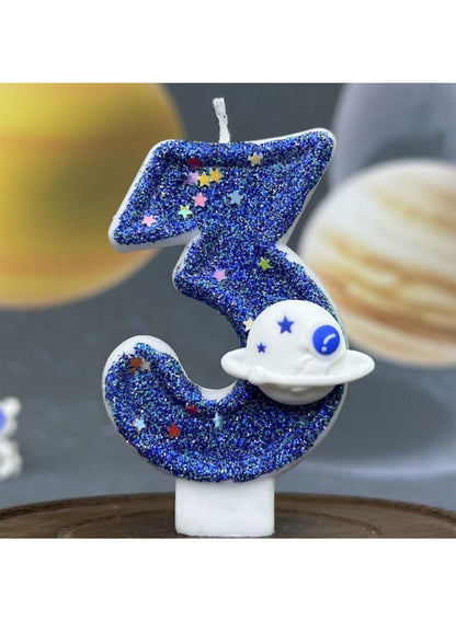 7cm Birthday Number Candles for Cake Decoration, Glittery Cake Toppers with Cute Designs, Perfect for Kids' Parties, Anniversaries, and Celebrations-Green Turtle(No.0)