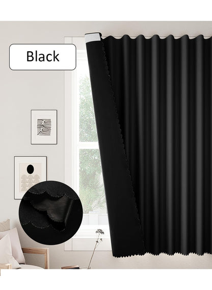 NOVO Velcro Curtains, Pongee No Drill Curtain, 100% Blackout, 1 Panel, W150 x H200CM, Fits Windows 75-100CM Wide, Beige