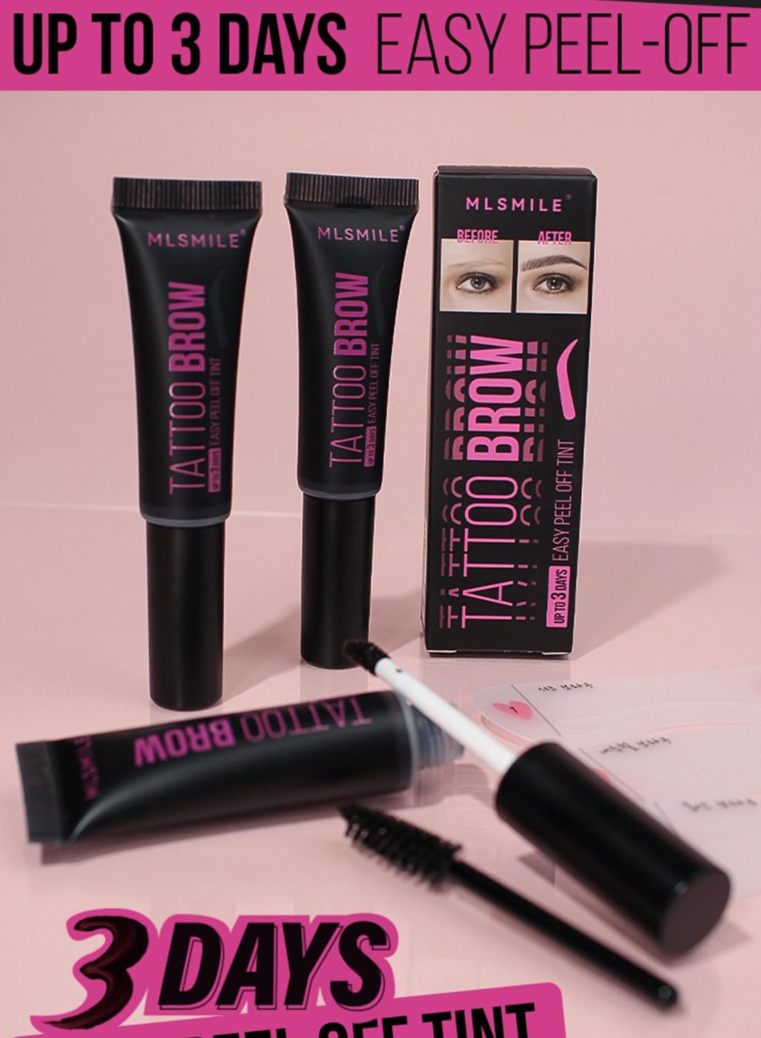 NOVO Peel Off Tattoo Eyebrow Gel, Long Lasting Waterproof Tattoo Brow, Semi Permanent Brow Tint for Women, Dark Grey