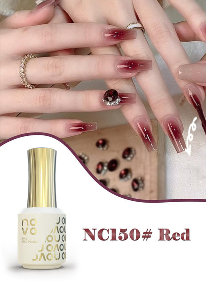 novo Jelly Gel Nail Polish, Sheer Nail Polish, UV LED Gel for DIY 12ml-NC150# Red