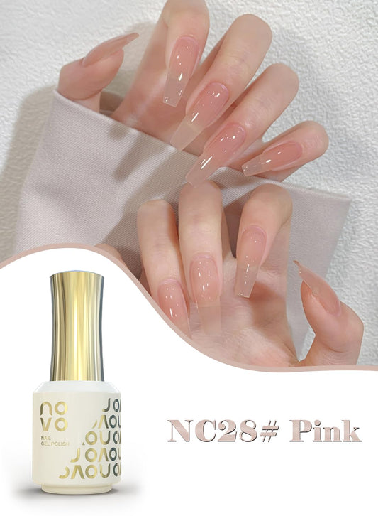 novo Jelly Gel Nail Polish, Sheer Nail Polish, UV LED Gel for DIY 12ml-NC28# Pink