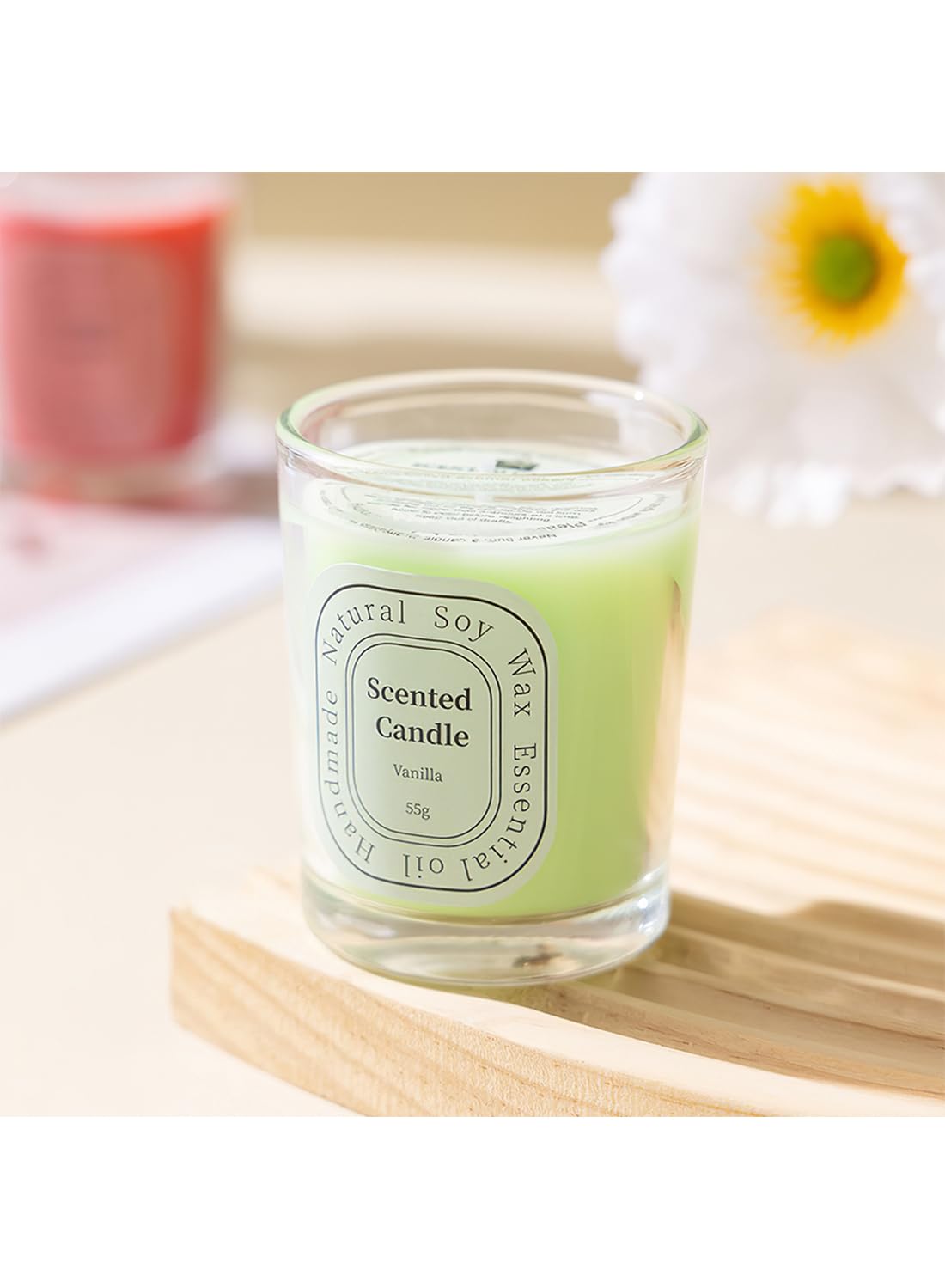 NOVO Scented Candles, Natural Soy Wax Blend Aromatherapy Candle with Pure Essential Oils 55g-Vanilla