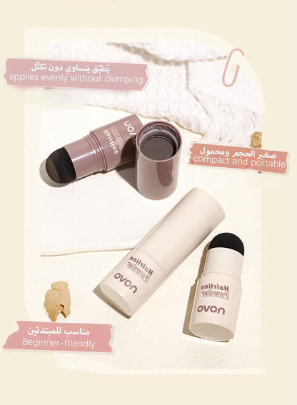 NOVO Hairline Powder with Puff Touch, Gray Hair Coverage Root Touch Up for Thinning Hair  - Dark Brown