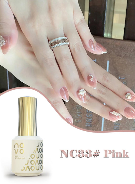 novo Jelly Gel Nail Polish, Sheer Nail Polish, UV LED Gel for DIY 12ml-NC33# Pink