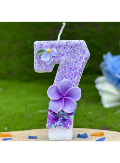 7cm Birthday Number Candles for Cake Decoration, Glittery Cake Toppers with Cute Designs, Perfect for Kids' Parties, Anniversaries, and Celebrations-Green Turtle(No.0)