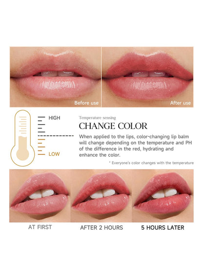 NOVO Temperature Color Changing Lipstick, Moisturizing Long Lasting Tinted Lip Balm, Nourishing Lip Moisturizer, Hydrating Lip Gloss Gold/Clear